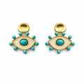 Goldene Emaille Ohrstecker mit organischem Design, weißer Emaille, Maße 30 mm Höhe und 28 mm Breite, Modeschmuck aus nickelfreier Legierung.