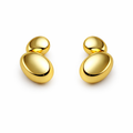 Goldene Statement Ohrstecker im organischen Oval-Design, Maße 40 mm Höhe und 30 mm Breite, Modeschmuck Ohrstecker aus nickelfreier Legierung, Produktbild mit Größenangabe.
