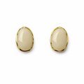 Goldene Ohrstecker mit cremefarbener Emaille im ovalen Design, Größe 28 mm Höhe und 20 mm Breite, Modeschmuck aus nickelfreier Legierung